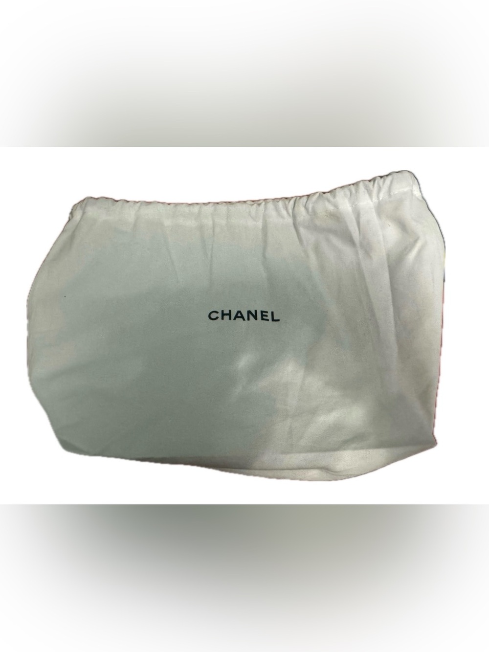 CHANEL Off-White Dust Bag with Black Logo